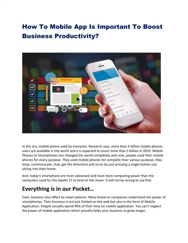 How To Mobile App Is Important To Boost Business Productivity?