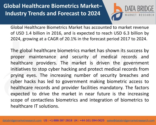 Global Healthcare Biometrics Market â€“ Trends and Forecast to 2024