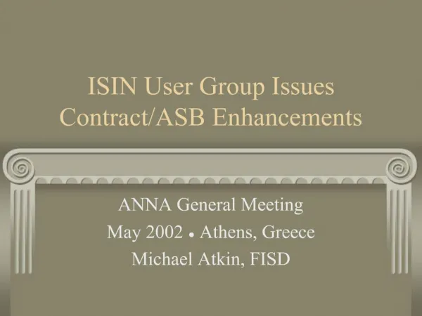 ISIN User Group Issues Contract