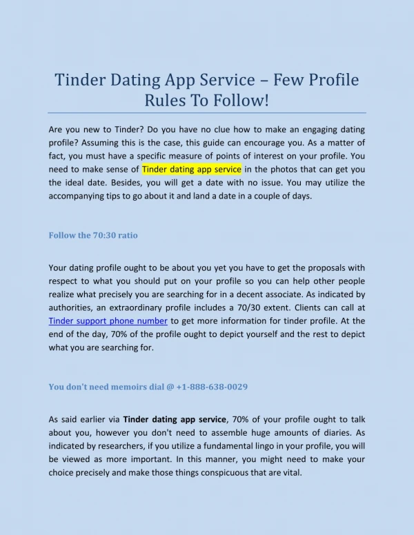 Tinder dating app customer service