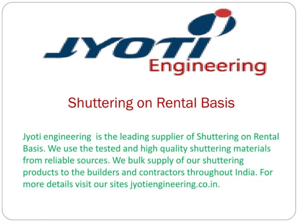 Shuttering on Rental Basis