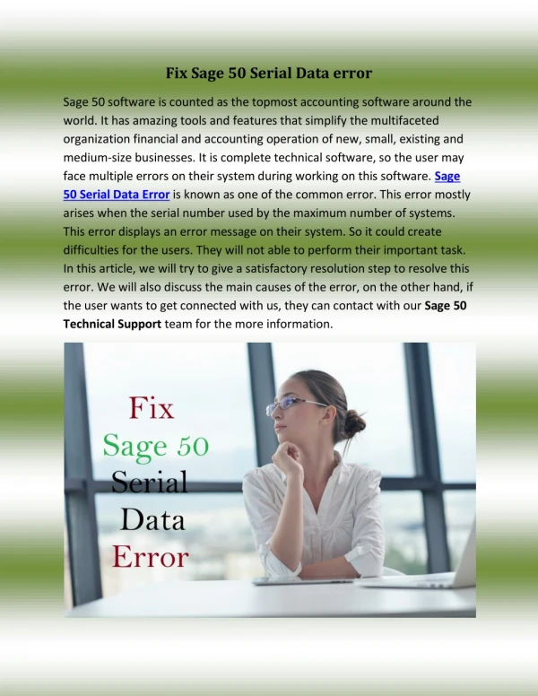 Fix Sage 50 Serial Data Error