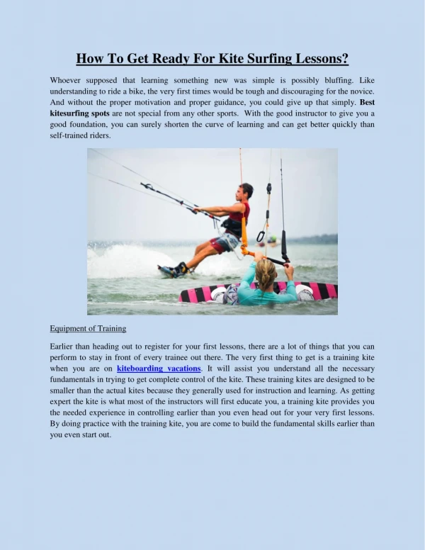 How To Get Ready For Kite Surfing Lessons?