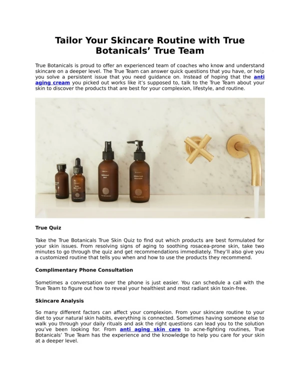 Tailor Your Skincare Routine with True Botanicalsâ€™ True Team