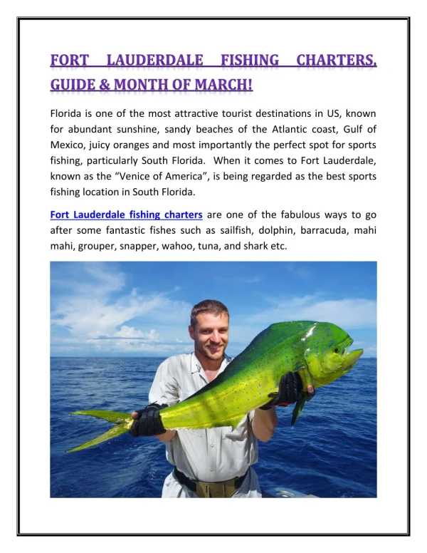 FORT LAUDERDALE FISHING CHARTERS GUIDE