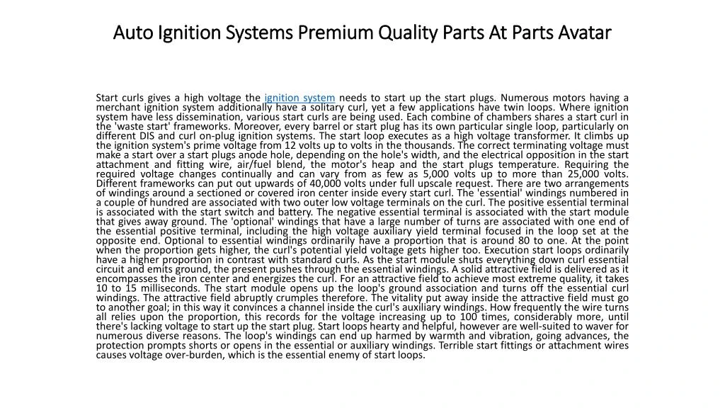 auto ignition systems premium quality parts at parts avatar