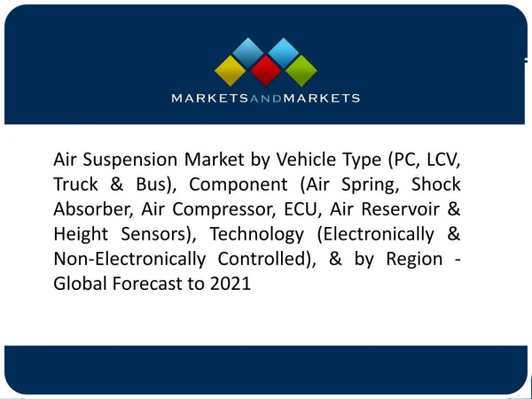 New Product Development Fuelled the Demand for Air Suspension Market