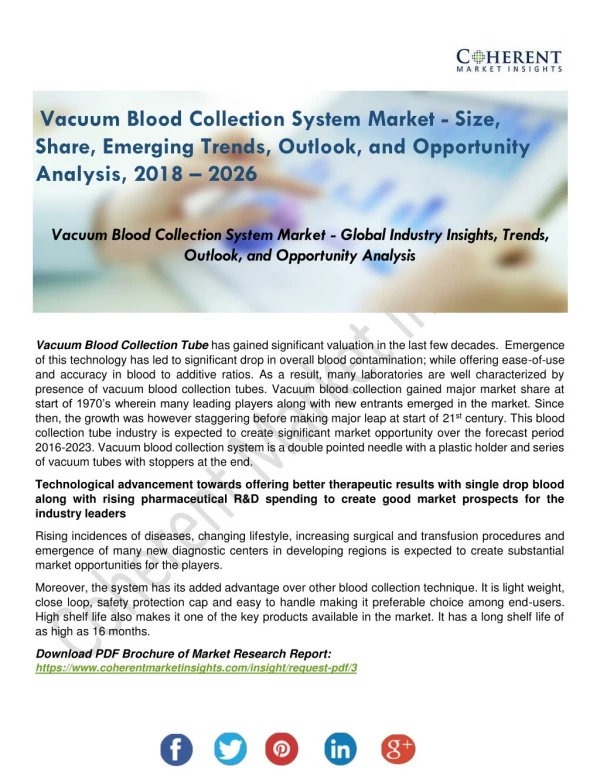 Vacuum Blood Collection System Market Analysis of Sales, Revenue, Share and Growth Rate to 2026