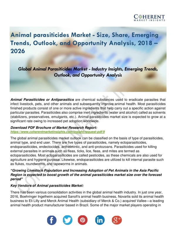 Animal parasiticides Market Research Based on Elite Players, Present, Past and Futuristic Data Till 2026