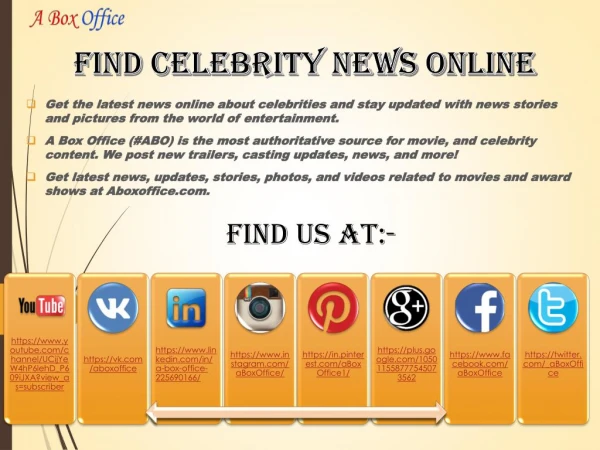 Find Celebrity News Online at Aboxoffice.com