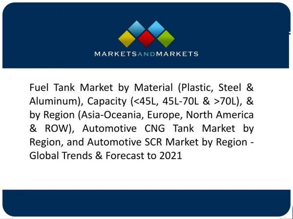 Rising Vehicle Production to Drive the Demand for Automotive Fuel Tank Market
