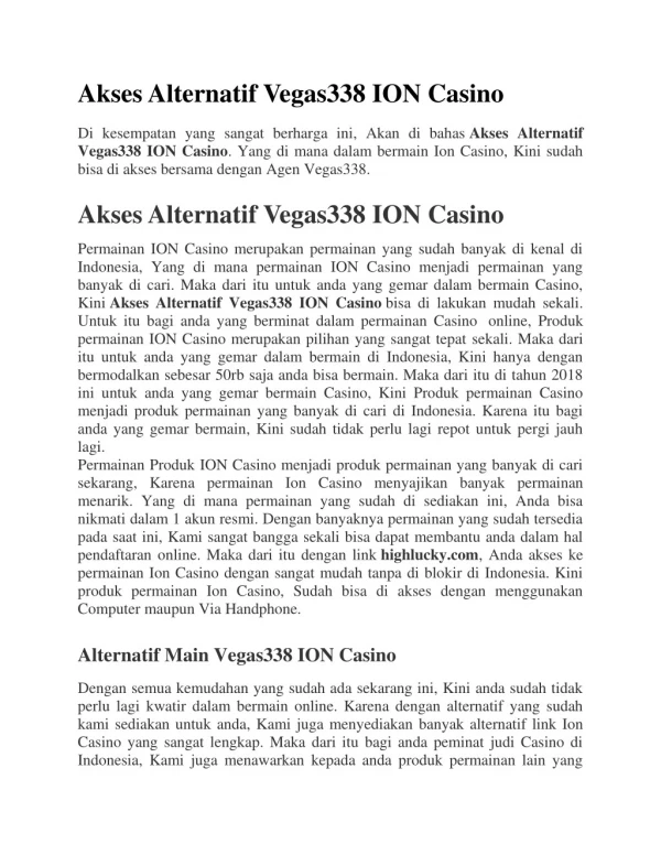 akses alternatif vegas338 ion casino