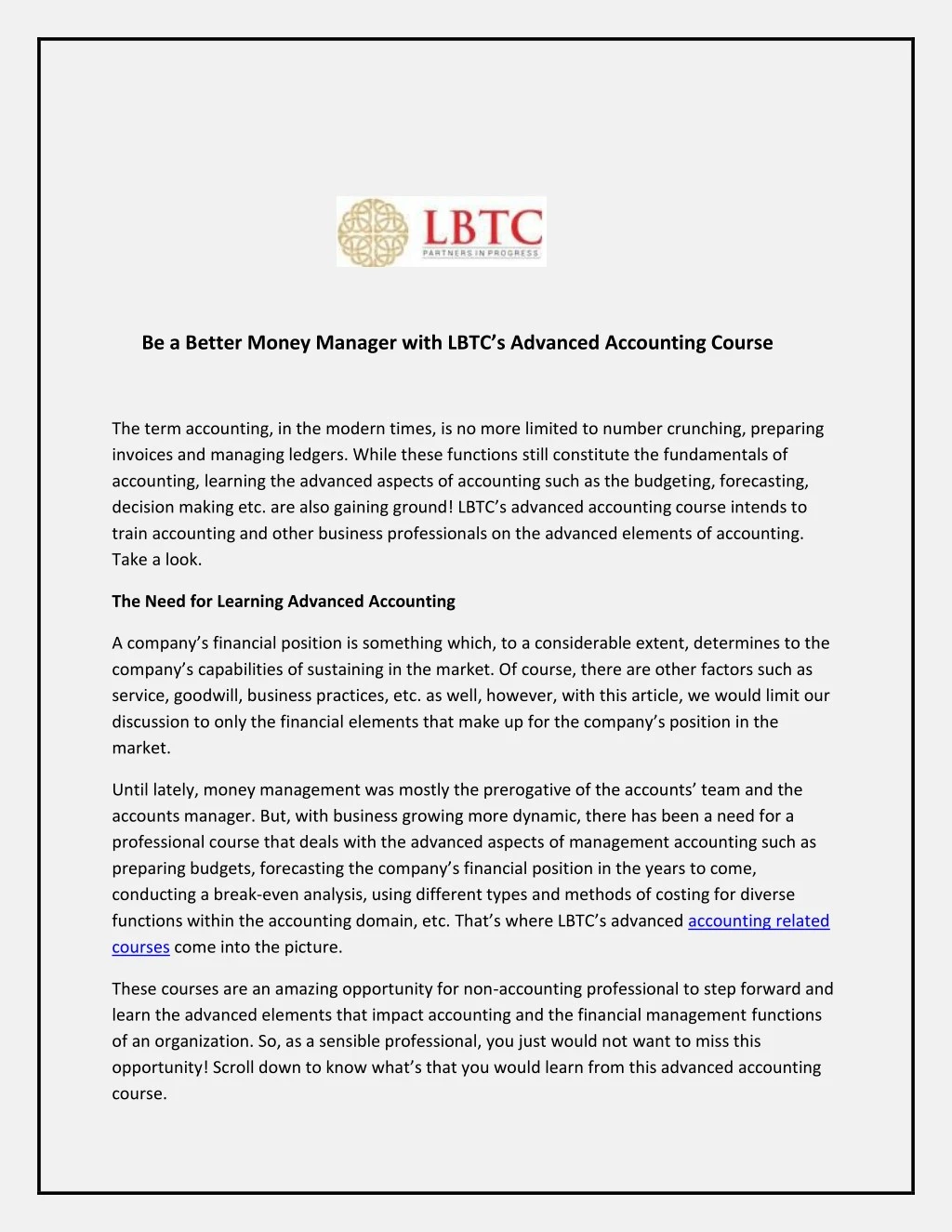 be a better money manager with lbtc s advanced