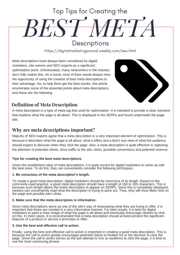 Top Tips for Creating the Best Meta Descriptions