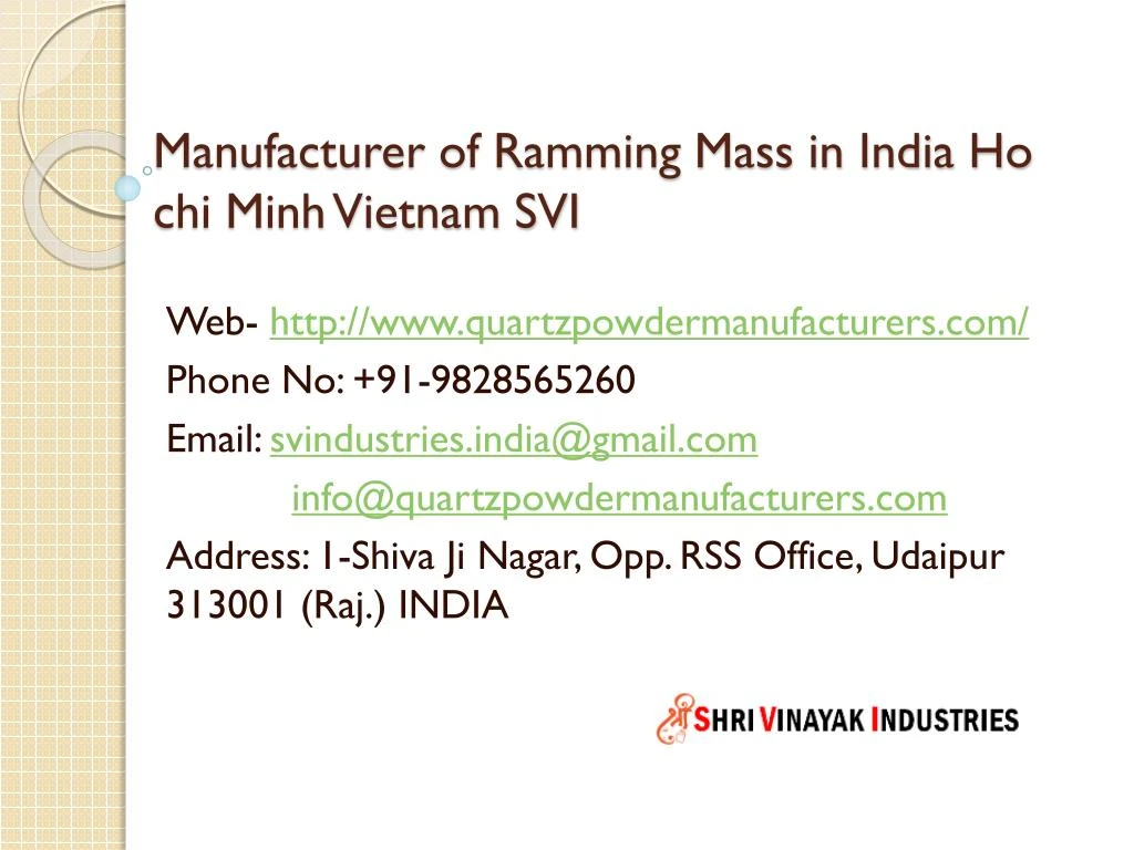 manufacturer of ramming mass in india ho chi minh vietnam svi