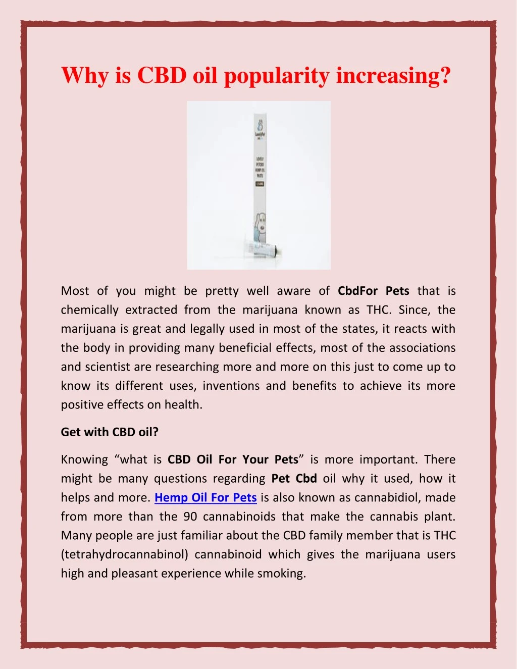 why is cbd oil popularity increasing