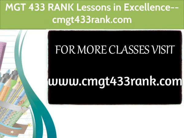 CMGT 433 RANK Lessons in Excellence--cmgt433rank.com
