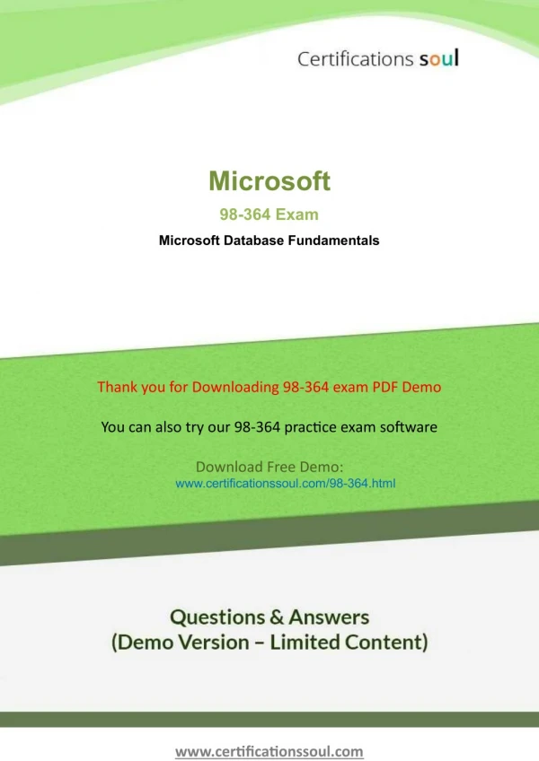 Microsoft 98-364 Microsoft Technology Associate Exam - Recommendations