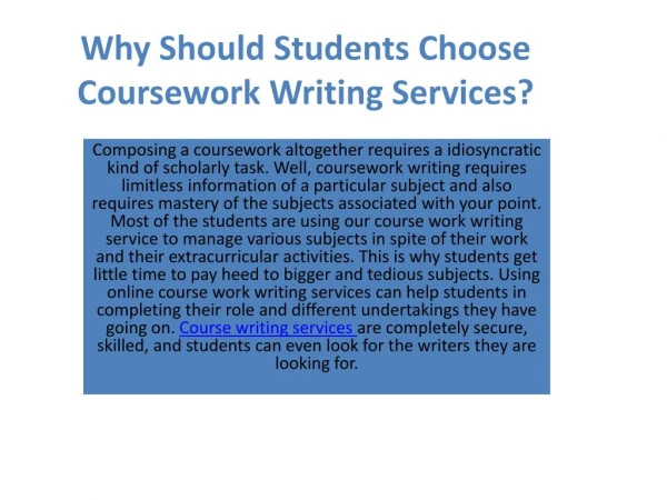 Why Should Students Choose Coursework Writing Services?