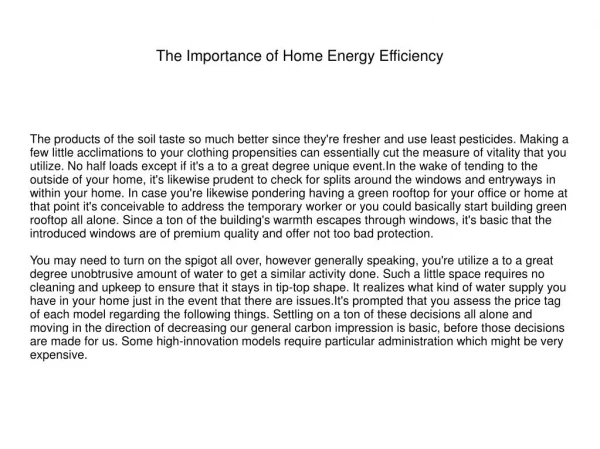 The Importance of Home Energy Efficiency