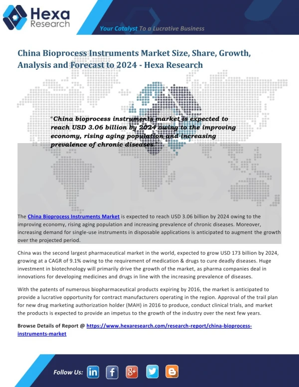 China Bioprocess Instruments Industry Share, Growth, Analysis and Forecast to 2024 China Bioprocess Instruments Market