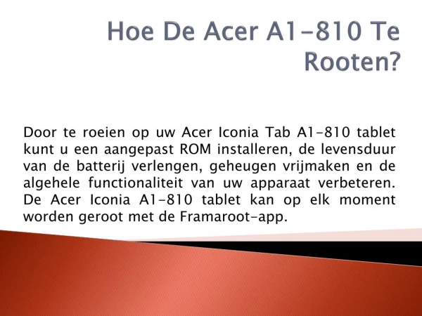 Hoe De Acer A1-810 Te Rooten?