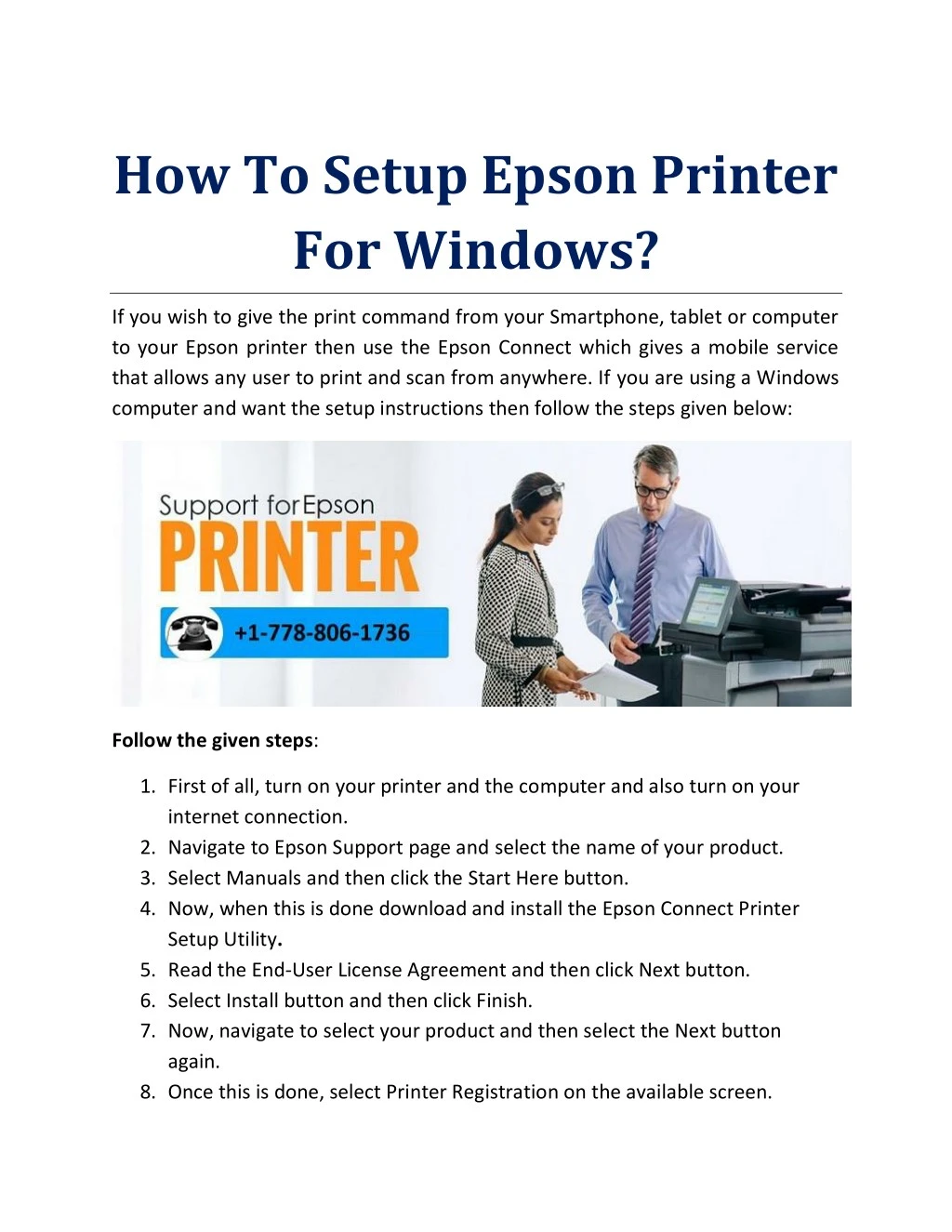 how to setup epson printer for windows
