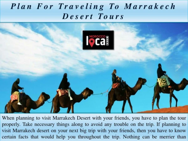 Plan For Traveling To Marrakech Desert Tours