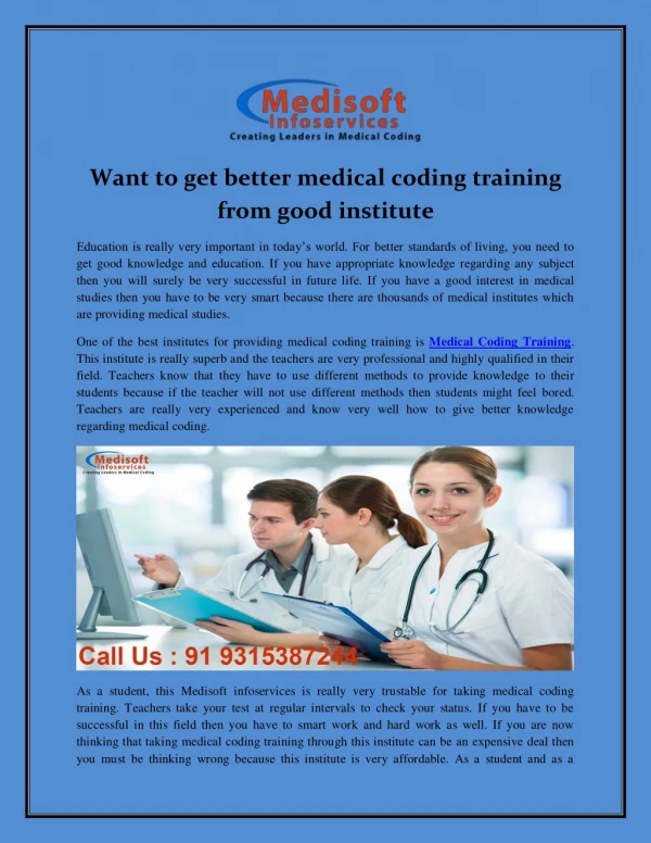 Want to get better medical coding training from good institute