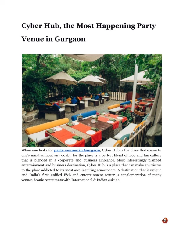 Cyber Hub, the Most Happening Party Venue in Gurgaon