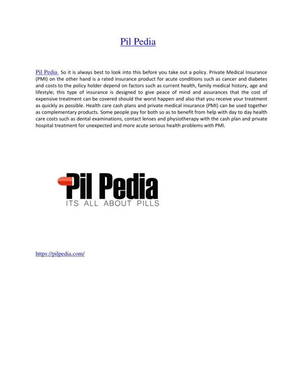 Pil Pedia Health & Wellness Programs