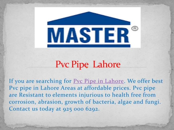 Pvc Pipe Lahore