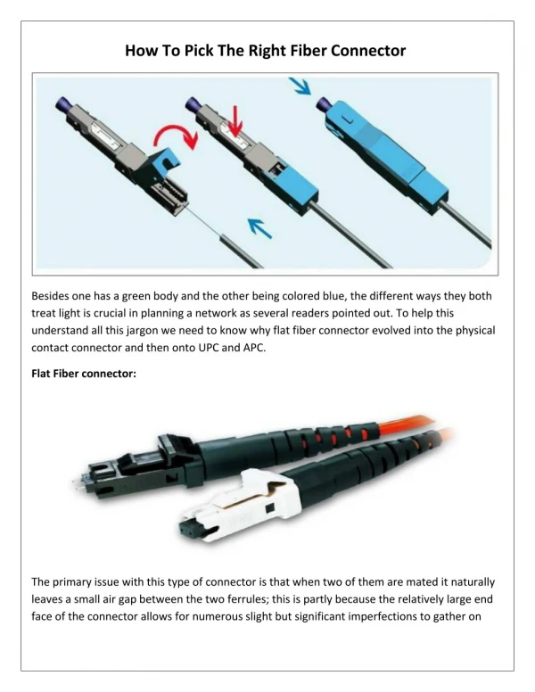 How To Pick The Right Fiber Connector