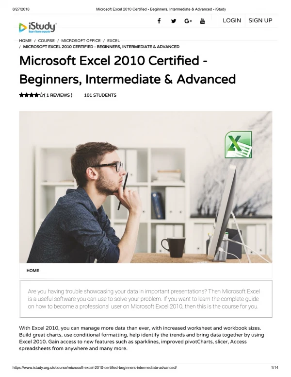 Microsoft Excel 2010 Certified - Beginners, Intermediate & Advanced - istudy