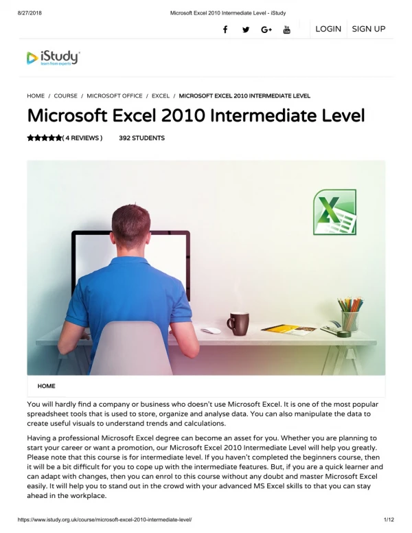 Microsoft Excel 2010 Intermediate Level - istudy