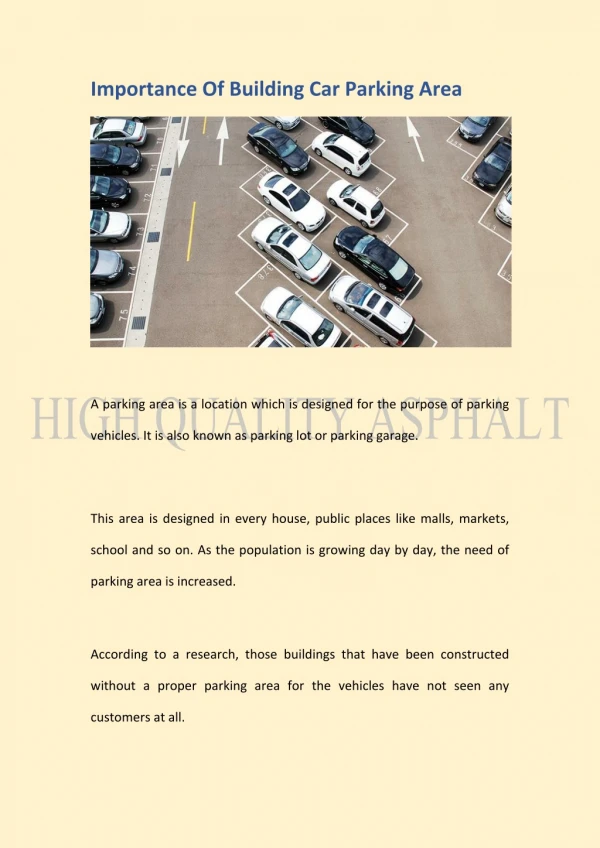 Importance of Constructing Car Parking Area