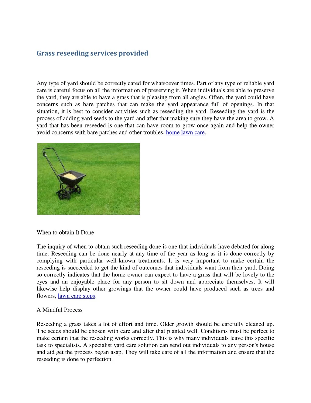 grass reseeding services provided
