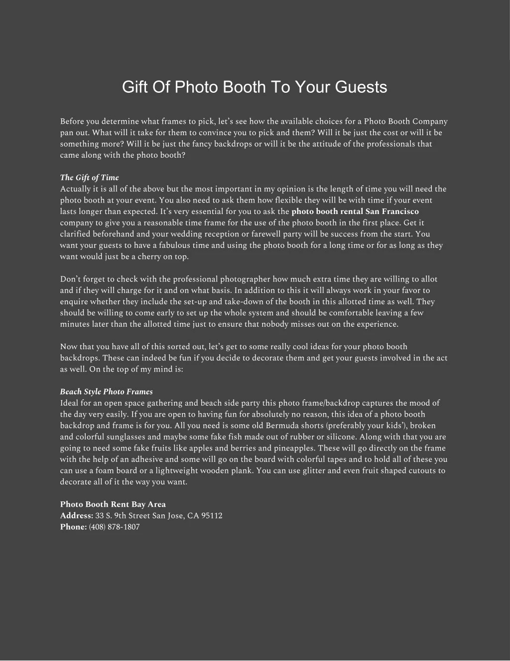 gift of photo booth to your guests