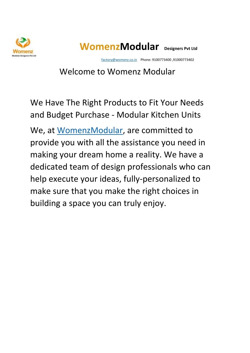 womenzmodular designers pvt ltd factory@womenz