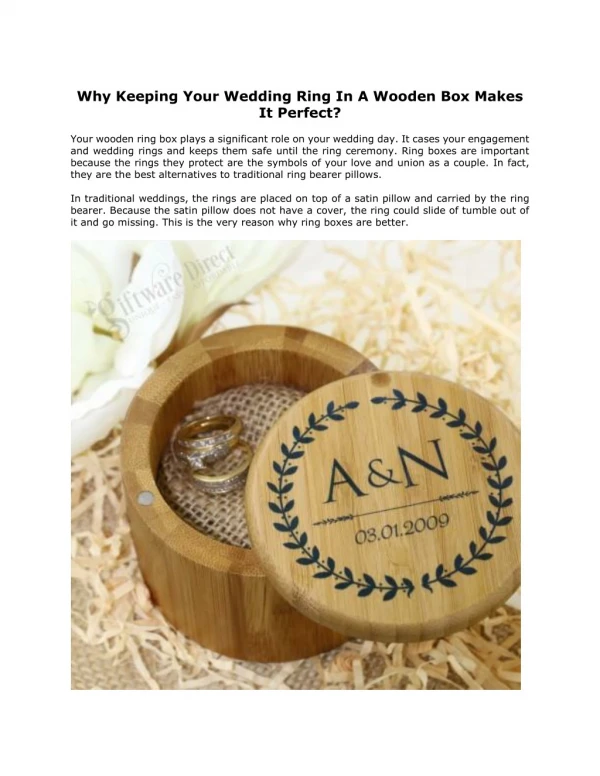 Why Keeping Your Wedding Ring In A Wooden Box Makes It Perfect?