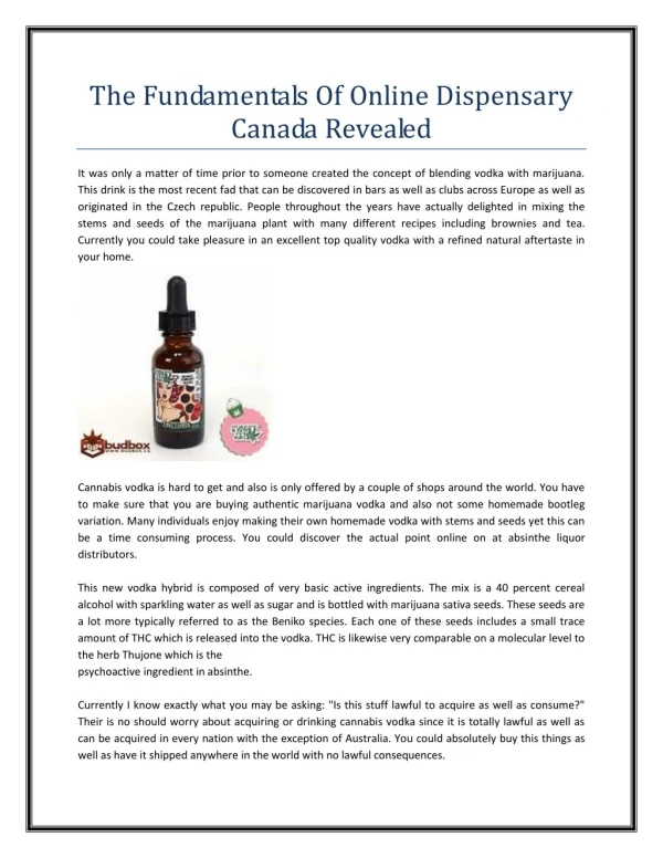 The Fundamentals Of Online Dispensary Canada Revealed