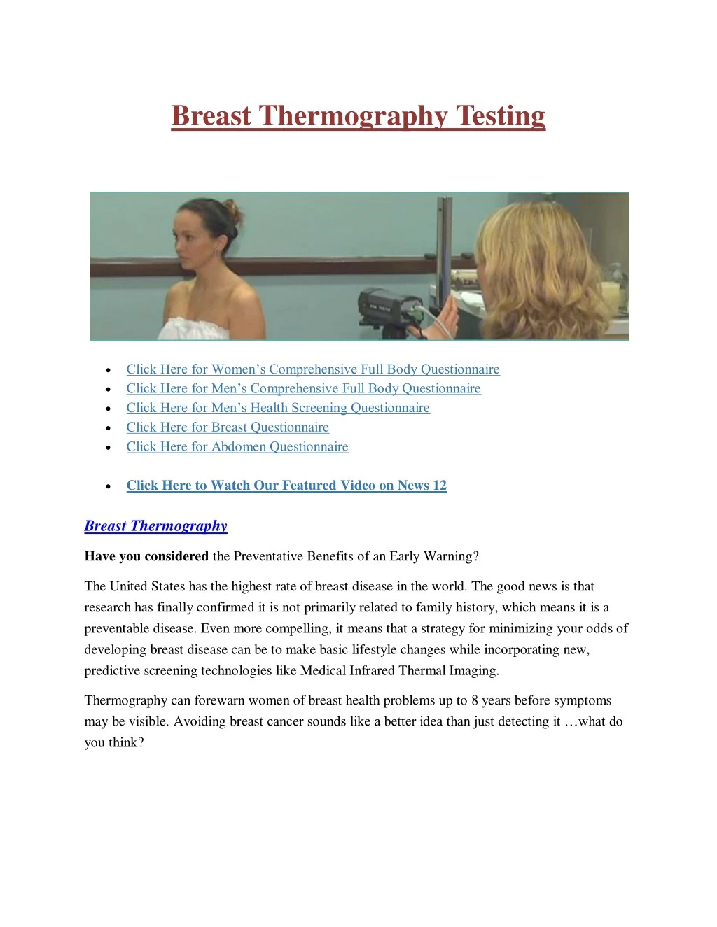 breast thermography testing