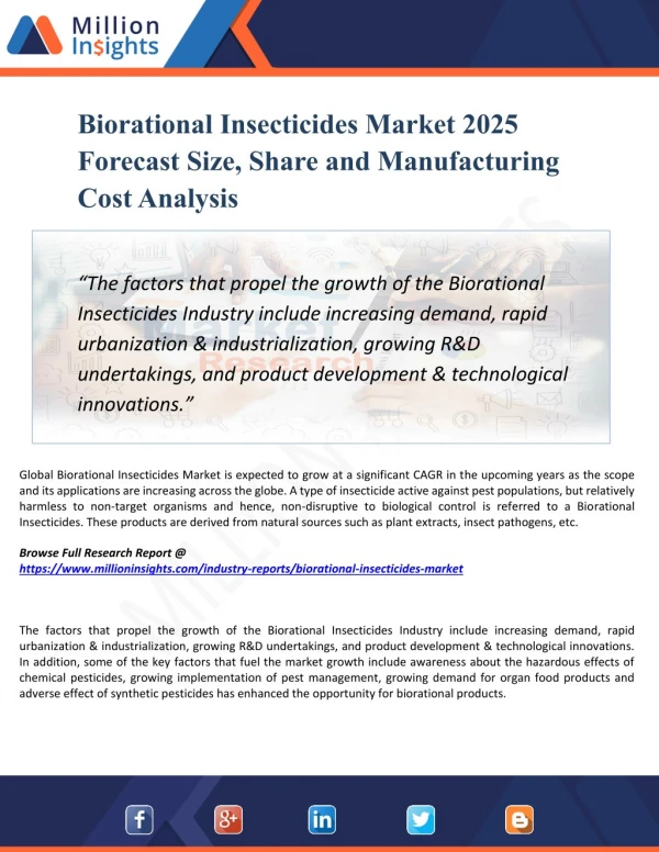 Biorational Insecticides Market Regional Analysis, Industry Growth, Size, Share, Forecast 2025