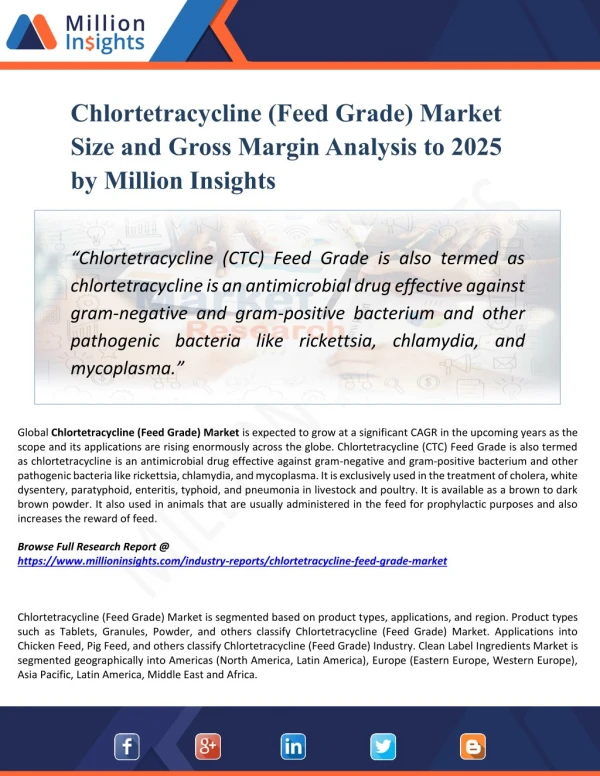 Chlortetracycline (Feed Grade) Market Research Sales,Forecast,Regional,Trends and Analysis in 2025