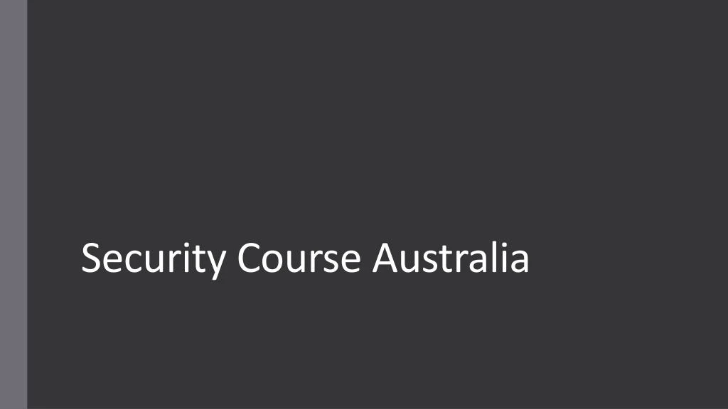 security course australia