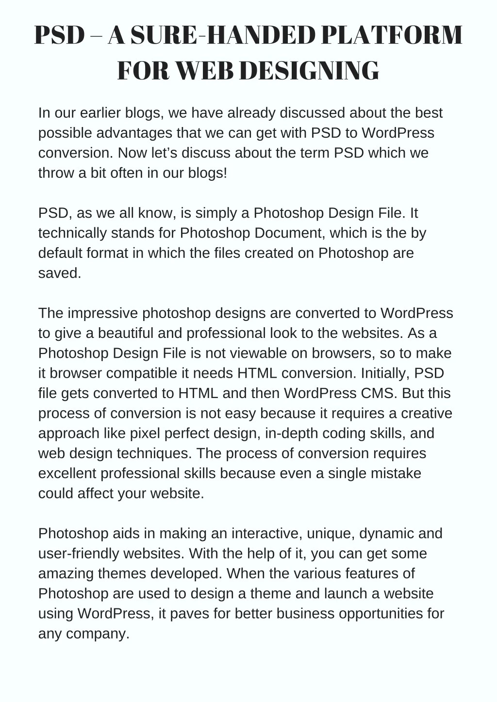 psd a sure handed platform for web designing