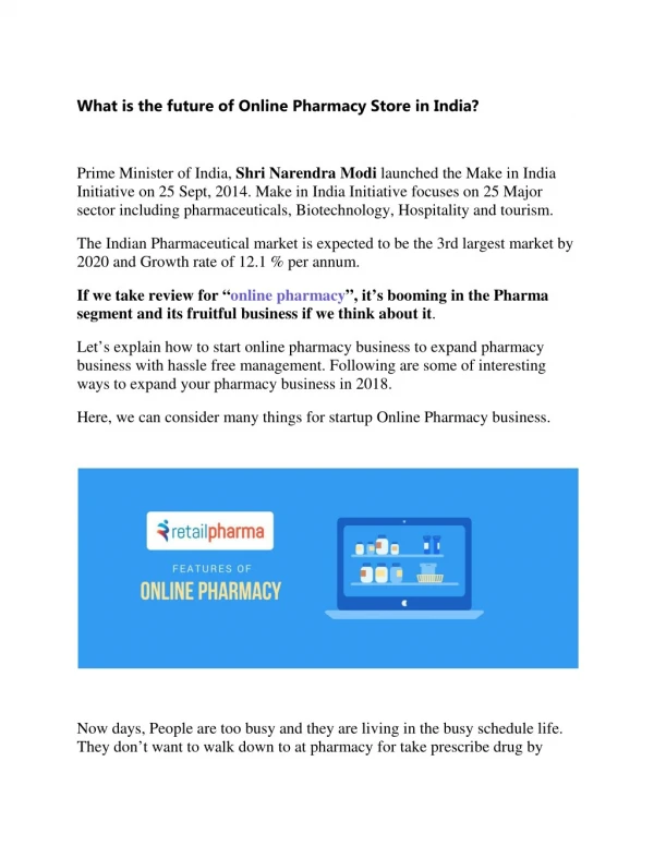 What is the future of Online Pharmacy Store in India?