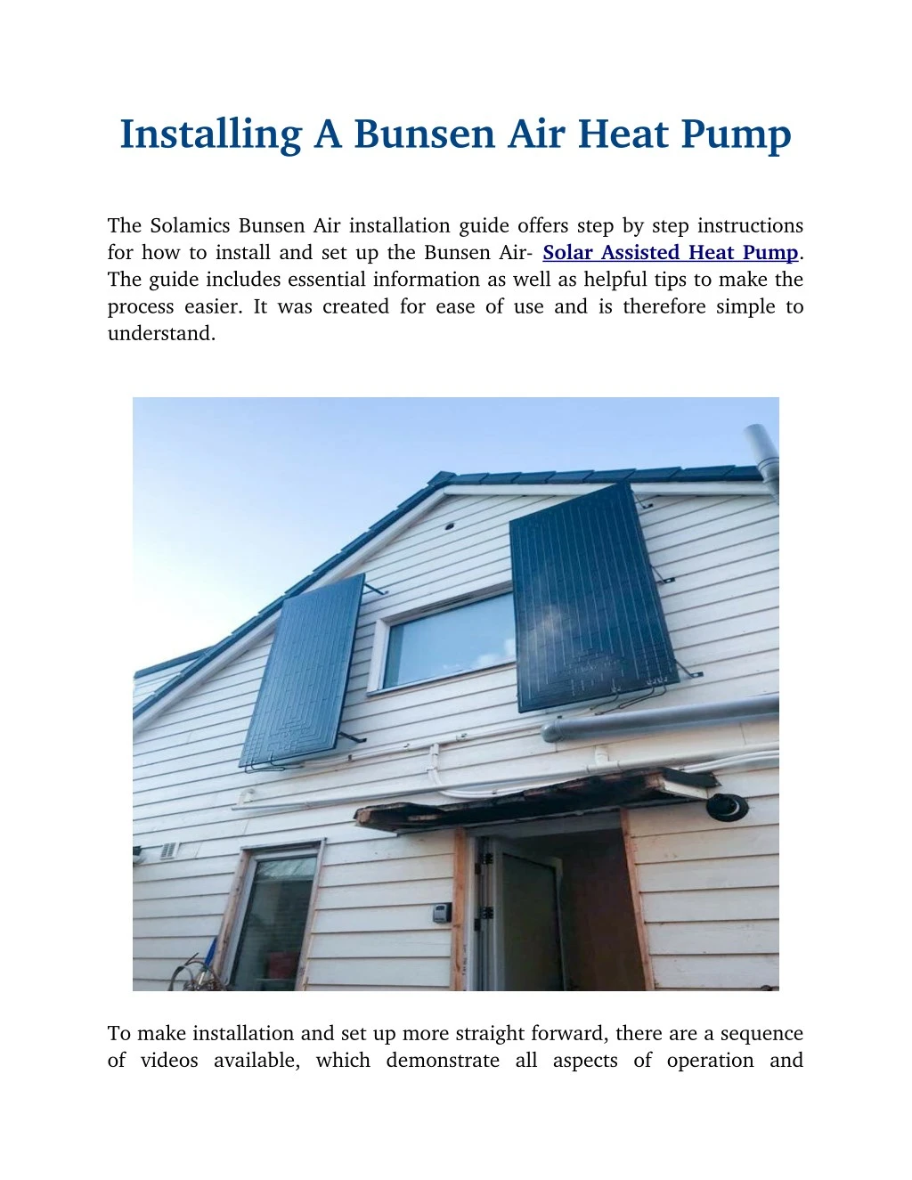 installing a bunsen air heat pump