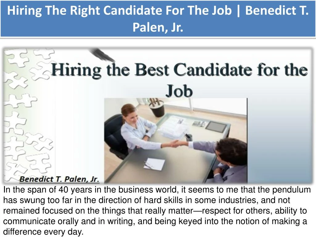 hiring the right candidate for the job benedict