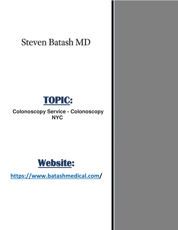 Colonoscopy Service - Colonoscopy NYC - Batash Medical MD